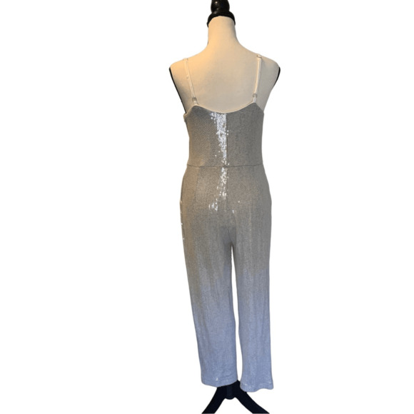 Sequin Silver Wide Leg Jumpsuit - Picture 4 of 13